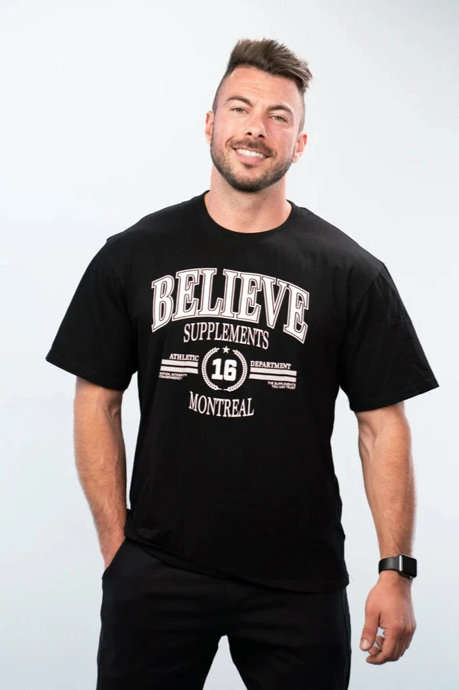 Black Oversized Believe Tee